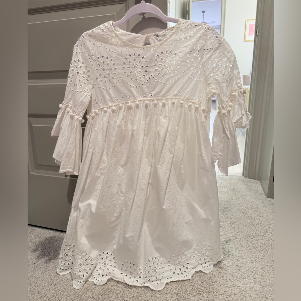 Zara White Eyelet Women Dress